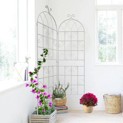 2 Pack Metal Garden Trellis 71" X 19.7" Rustproof Trellis For Climbing Plants Outdoor Flower Support Cream White