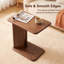 Table d'appoint en forme de C avec placage en bois de noyer et bord arrondi, table d'appoint moderne pour le canapé, la chambre à coucher et le salon