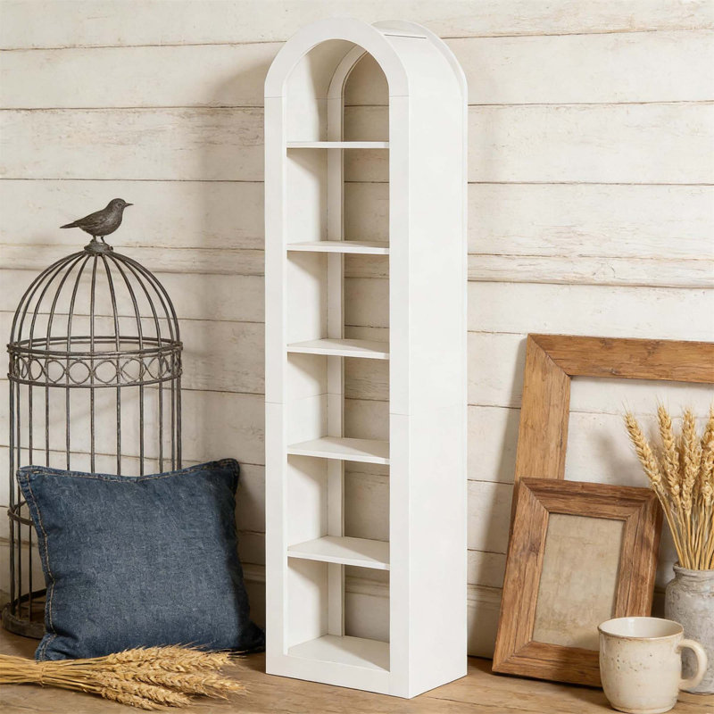 Open Display Shelf,Arched Bookshelf,Bookcase, White