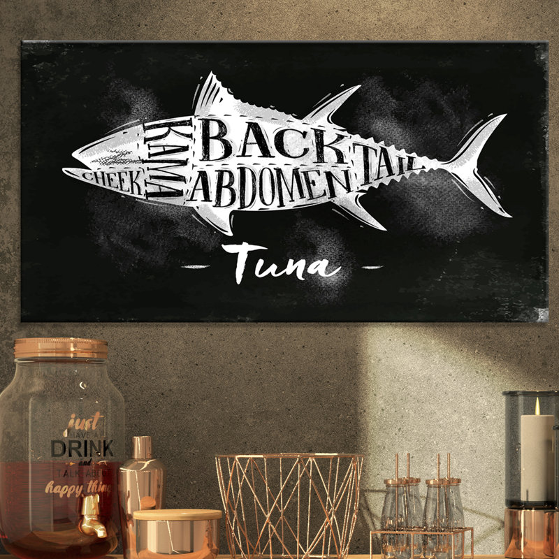 " Tuna Cutting Scheme Chalk ", 16" H x 32" W x 1" D, Wrapped Canvas