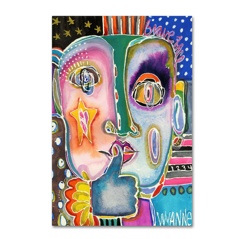 Art mural sur toile tendue - «Put Your Brave Face On» de Wyanne pour décoration de salon, de chambre à coucher ou de bureau - 30 x 47