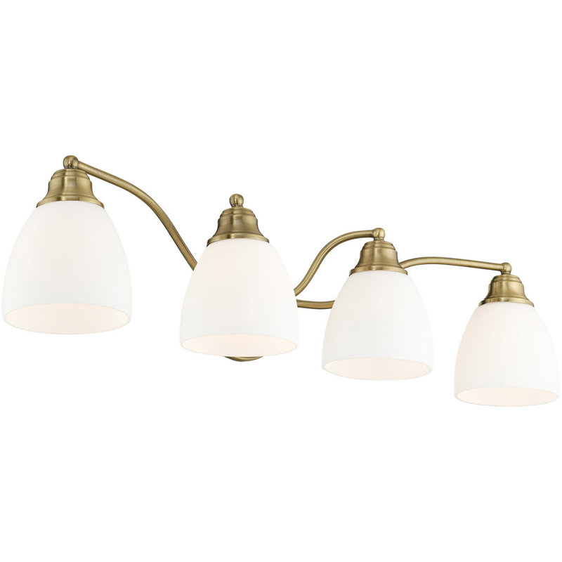 Éclairage pour salle de bain 4 lumières Ruffner, Laiton antique