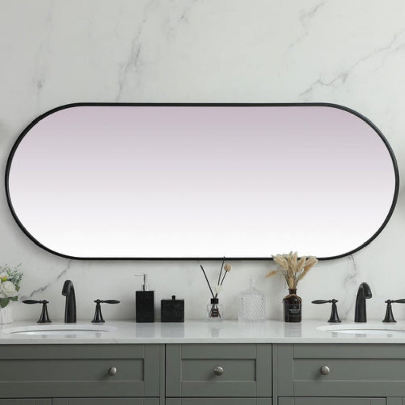 Miroir mural Elington, 60 po x 24 po , Noir