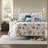 Piece Blue King Bedding Sets, Brushed Polyester Coastal Reversible Quilt