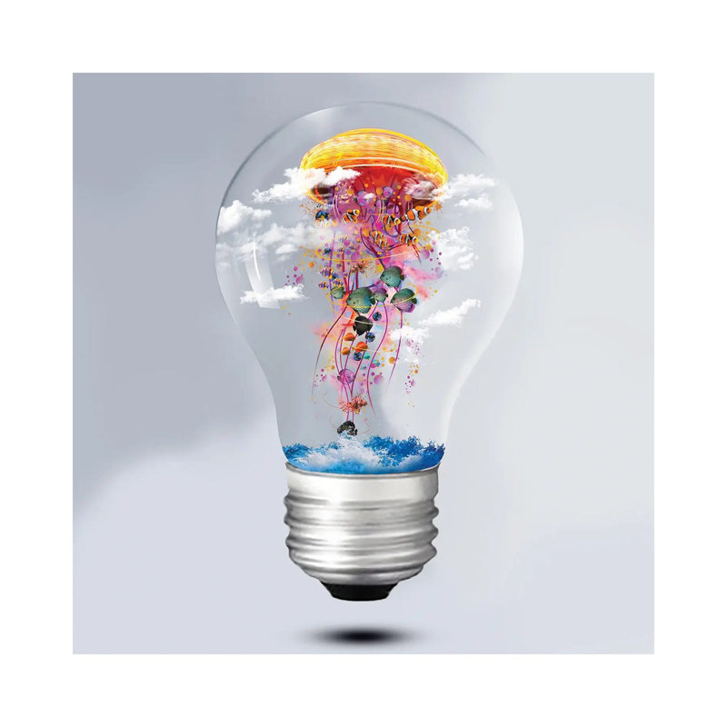 Electric Jellyfish Lightbulb by David Loblaw - Wrapped Canvas Painting, 66.04 cm H x 66.04 cm W x 1.91 cm D