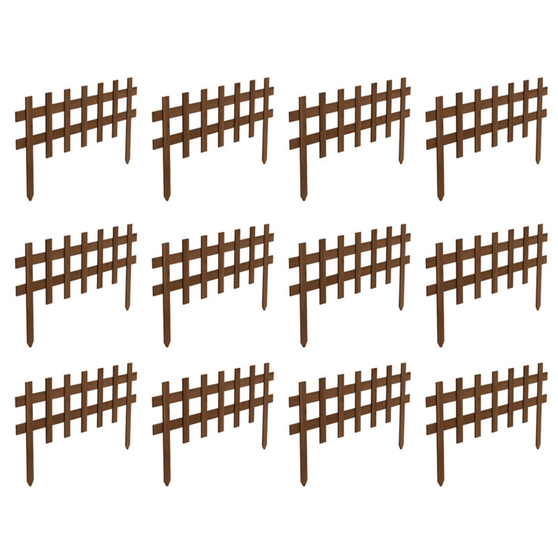 Eco-Friendly Brown Wooden Garden Picket Fence, 18'' H x 36'' W
