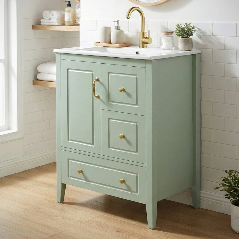 Joule 24'' Single Bathroom Vanity With Ceramic Top, Green