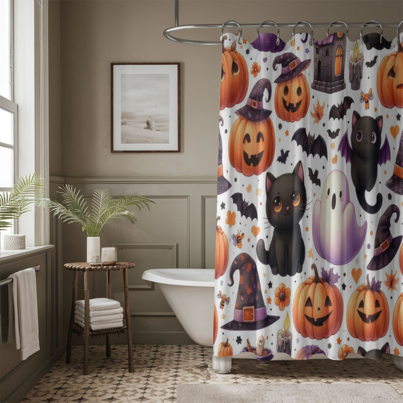 Rideau de douche standard Jack O 'Lantern - 1 pièce, H 74 po x l 71 po