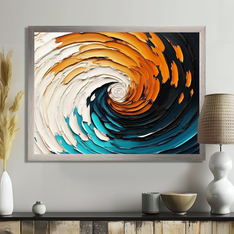 «Abstract Galactic Spiral Convergence III», art mural abstrait à vagues modernes, H 12 po x l 20 po, Argent argent