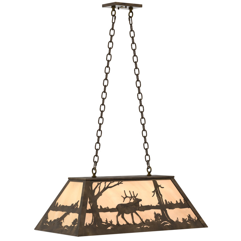6 - Light Pendant, Antique Copper, Glass, Beige