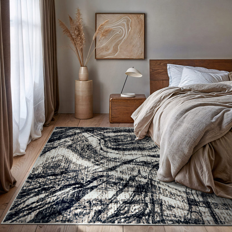 Distressed Abstract Area Rug, Rectangle 7'10" x 10'