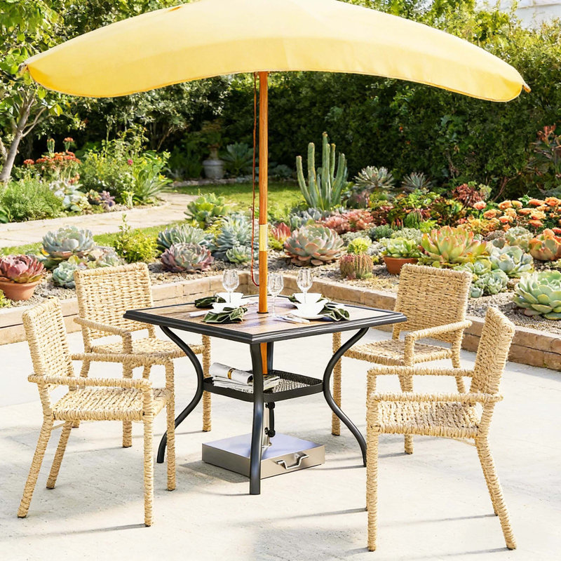 Tables de patio modernes, en acier et en plastique durables, de style rustique, parfaites pour les repas en plein air