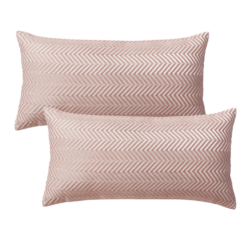 Chevron Rectangular Lumbar Cushion Cover, Rose