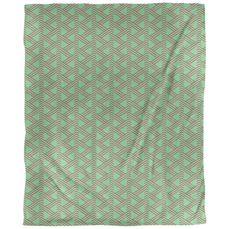 Tissu zag zig, Vert / Rouge, L 58 po x l 36 po, Sergé de coton