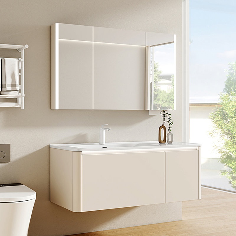 Modern cream style simple bathroom cabinet