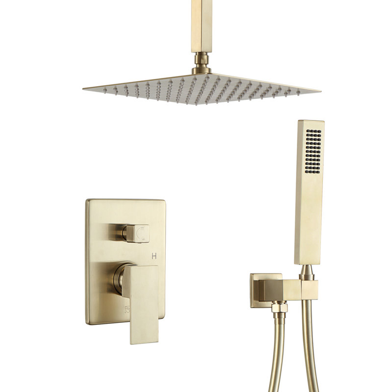 Robinet de douche Calder avec valve brute, PVD or brossé