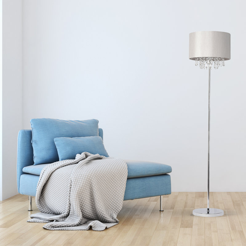 Gracie 150cm Chrome Traditional Floor Lamp, Silver Grey