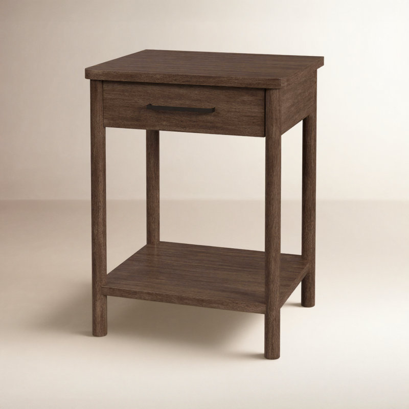 Lennon 1 Drawer Rounded Leg Nightstand, Dark Brown