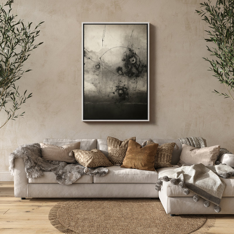 Art mural encadré abstrait rétro antique classique pour chambre à coucher, H 24 po x l 16 po, Blanc