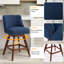 26.6" H Mid-century Modern Fabric Upholsted Swivel Counter Height Barstool with Brown Solid wood Legs, Set of 2	-325380072