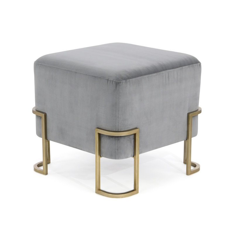Shaftsbury Upholstered Accent Stool, Gray