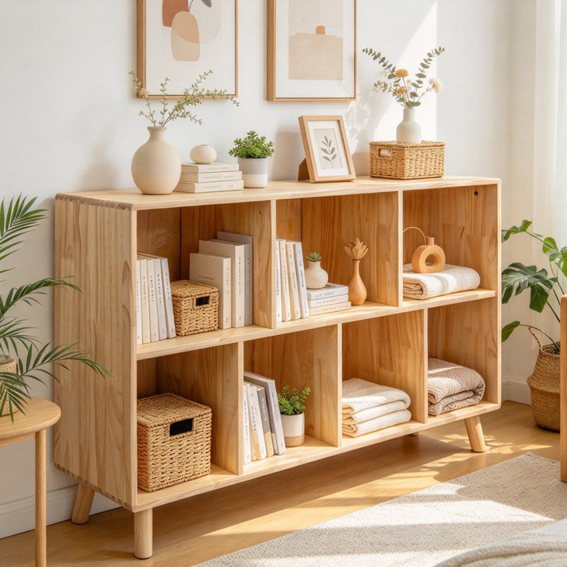 Bibliothèque en bois Pine
