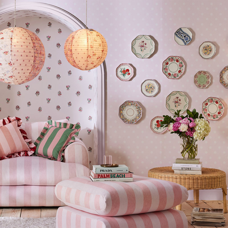 Cath Kidston Button Spot Dotty Wallpaper, Pink