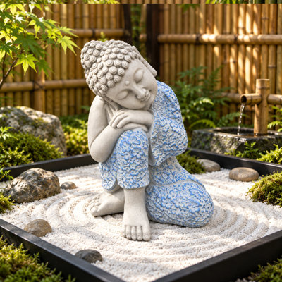16.3" Resin Sleeping Buddha Statue for Indoor Outdoor Use