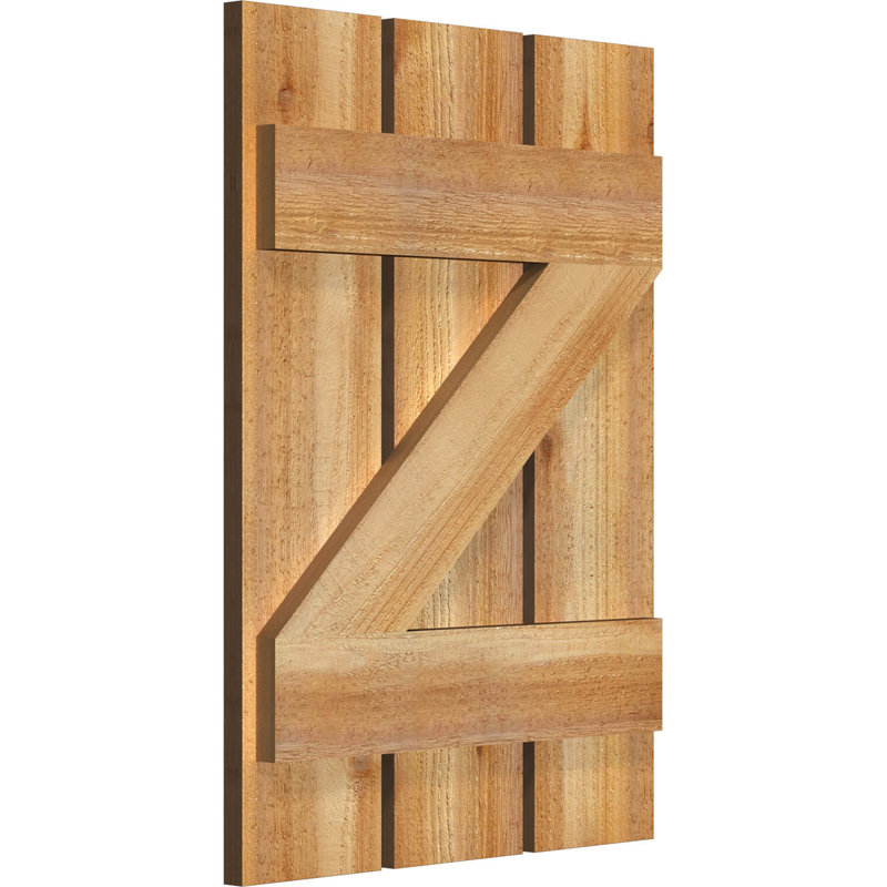 Volets espacés de 5 3/8 po avec barre en Z, cèdre rouge de l'Ouest TimberCraft (par paire), 17 1/8 po, 24 po