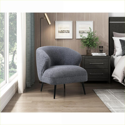 Fauteuil d'appoint rembourré gris Boucle, siège compact et confortable pour le salon