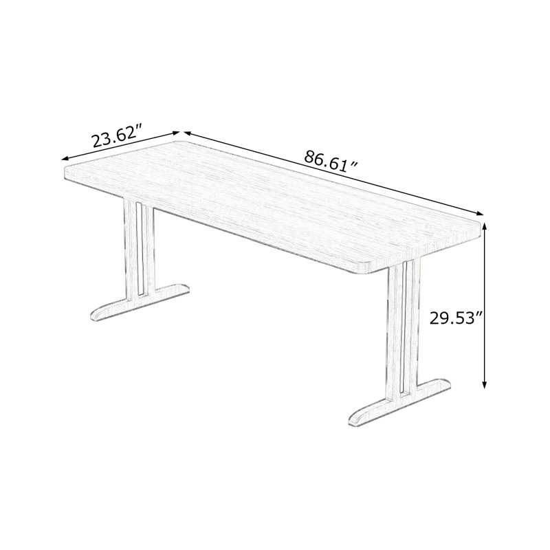 Bureaux rectangulaires en bois massif noyer, H 29,53 po x l 86,61 po x P 23,62 po