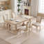 Chaises de salle à manger de style champêtre français, rembourrées avec un dossier en forme de T, des techniques de tréfilage et de sculpture, démontables pour un rangement facile et une utilisation polyvalente dans les salons, les cuisines et les r