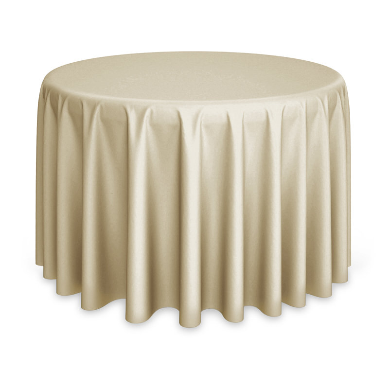 Beige 108 Inch Round Polyester Fabric Tablecloth