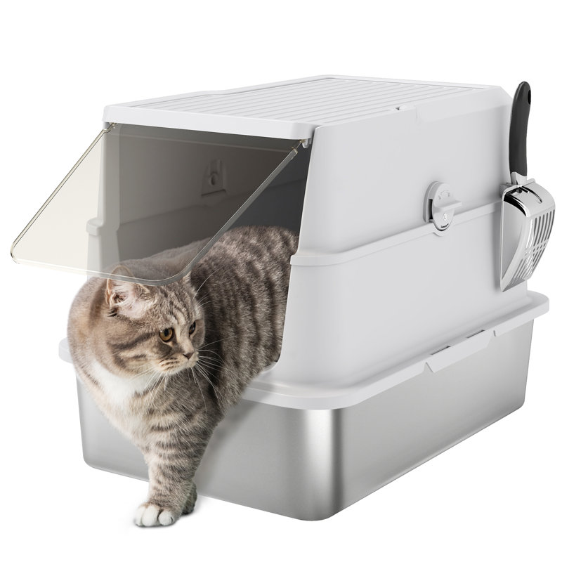Litière pour chat en acier inoxydable XL