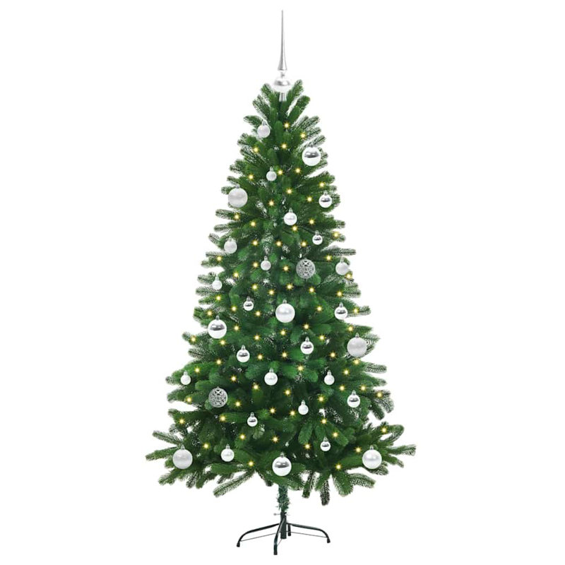 Christmas Tree with 150 LEDs with Stand 150 cm PE, Silver