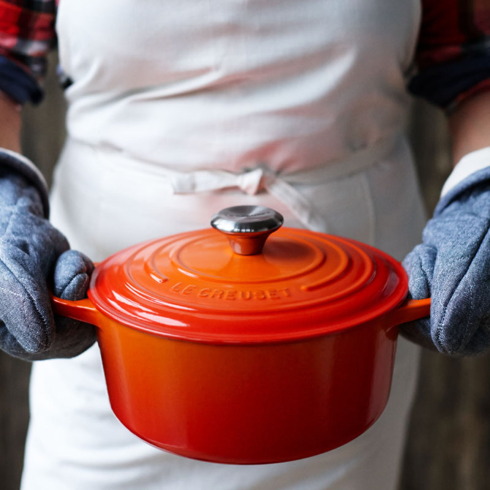 Le Creuset Signature Enameled Cast Iron Round Dutch Oven with Lid, 9 quarts, Flame