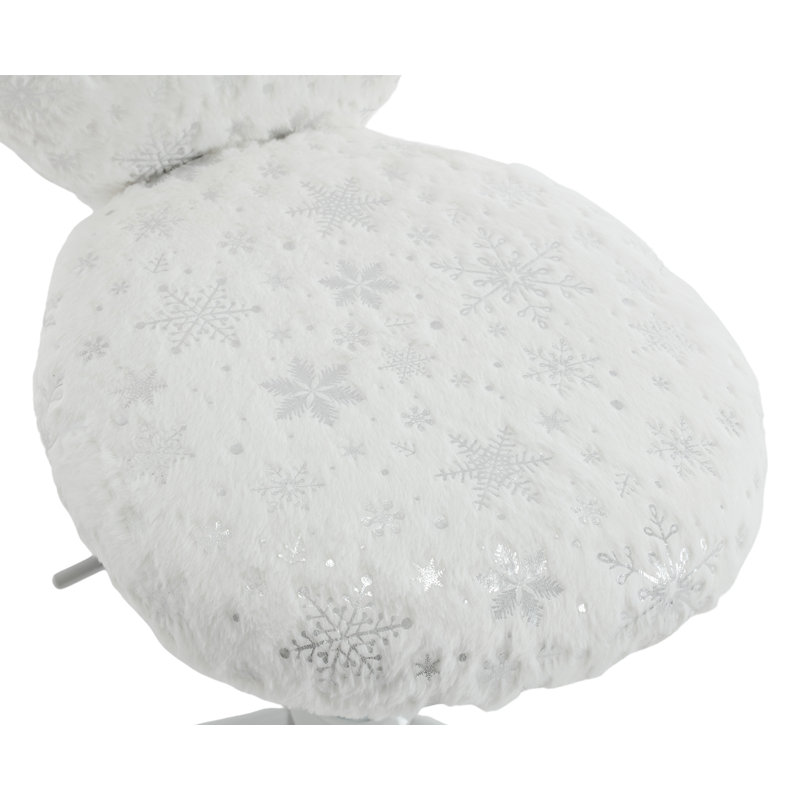 Lentz Upholstered 19'' Swivel Adjustable Height Novelty Chair, Faux Fur Kids Chair, White/Silver
