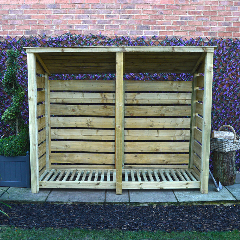 Troutville 230cm W x 74.5cm D Solid Wood Log Store, Light Green