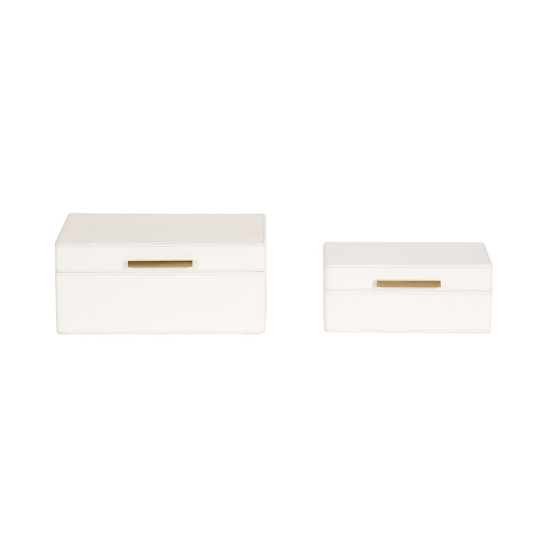 Namina Vegan Leather Storage Box Set of 2, White