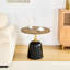Table basse de 60 cm (23,6 pouces), couleur noyer, piètement en métal, style nordique, idéale pour une chambre ou un coin lecture, parfaite pour savourer un thé.-982960201-982960202