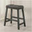 25 Inch Wooden Farmhouse Barstool with Leather Seat, Backless Counter Stool (Antique Grey, Set of 2)