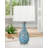 Scafati 30" Blue and White Fused Glass Table Lamp with USB Port