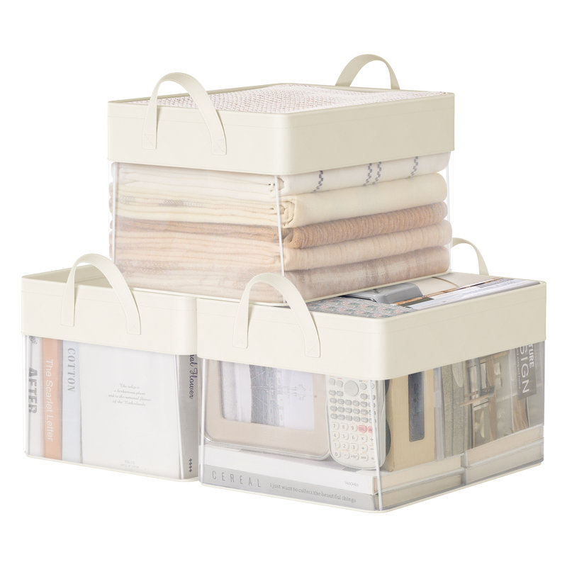17 Stories Fabric Decorative Bin, White, 25 cm H x 40 cm W x 30 cm D