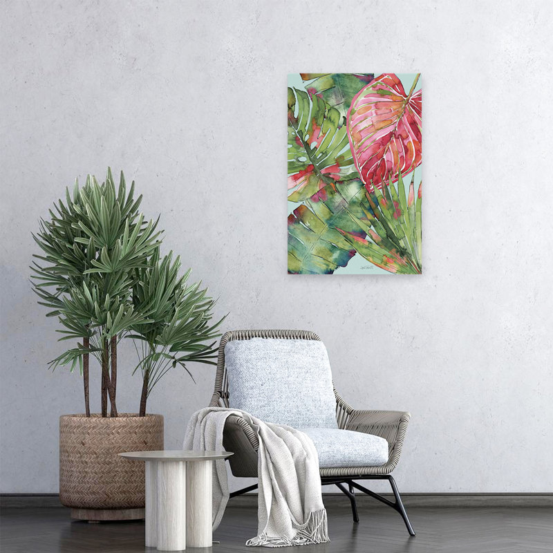 Palm Springs IX - feuille de palmier bleu-vert, H 24 po x l 16 po