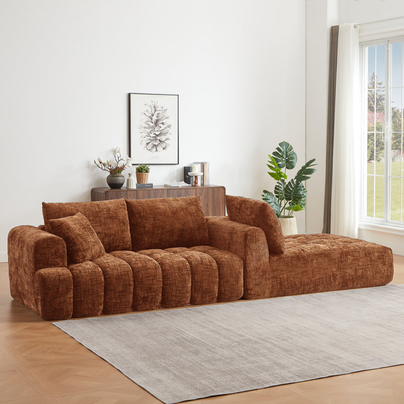 Canapé modulaire surdimensionné en L Chenille, design minimaliste, canapé-lit confortable pour les salons, les appartements et les espaces de réception