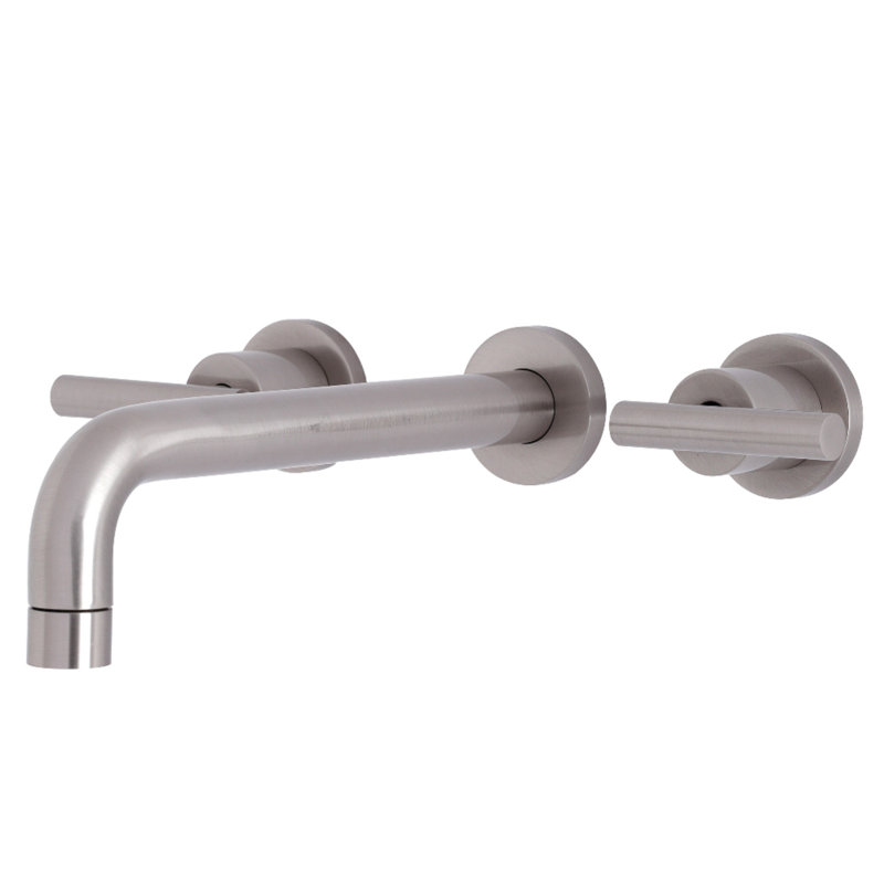 Kingston Brass Manhattan Two-Handle 3-Hole Wall Mount Roman Tub Faucet, Brushed Nickel