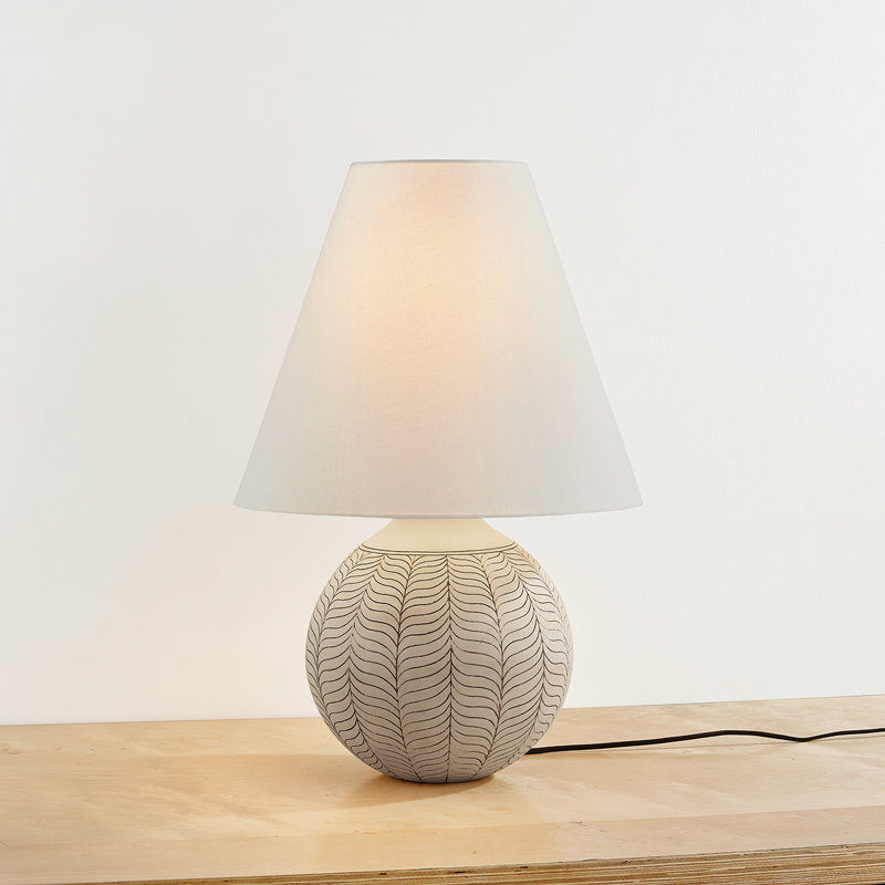 Capers Table Lamp in Aged Brass and Ceramic Ivory Petal by Cortney Bishop