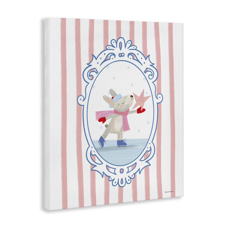 Toile de patinage sur glace Wintery Bunny, design par Rachel Nieman, H 30 po x l 24 po