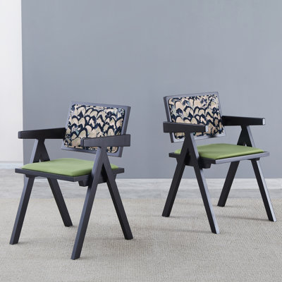 Teysha Wood & Fabric Upholstered Dining Chairs