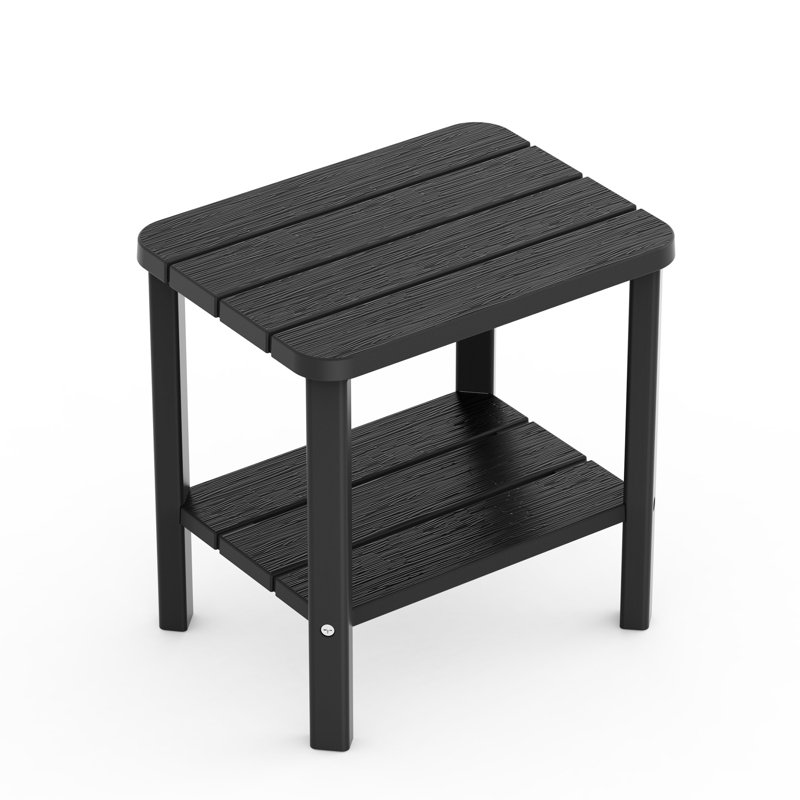 Modern Two-tier Rectangular Outdoor Side Table for Patio & Garden
